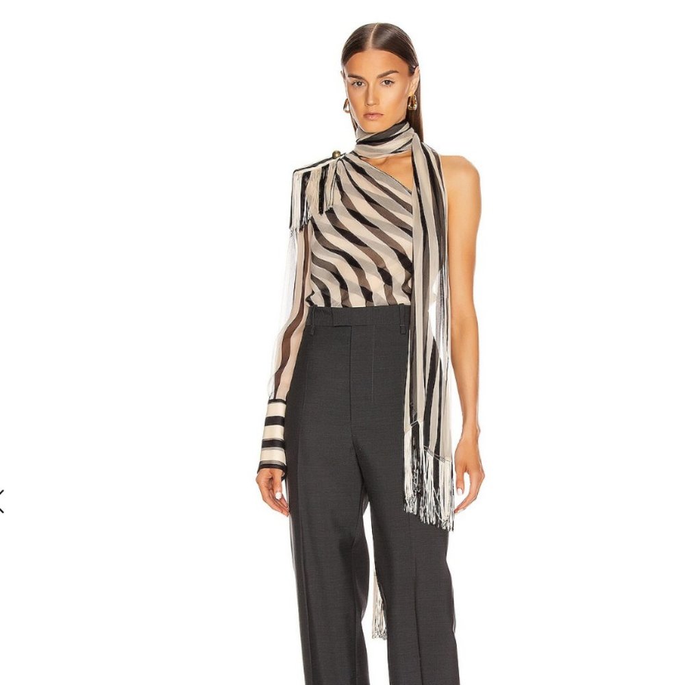 BNWT Monse Regalia Striped One Shoulder Scarf Shirt Small